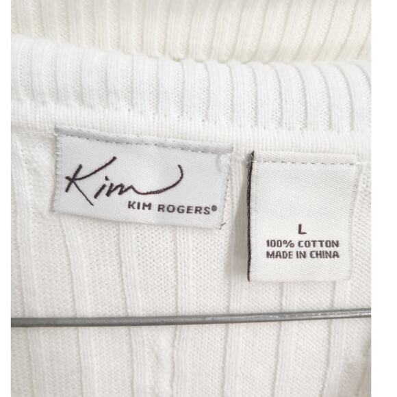 Kim Rogers Cream Colored Cowl Neck Long Sleeve Ribbed Sweaters Womens Large L - Picture 3 of 3